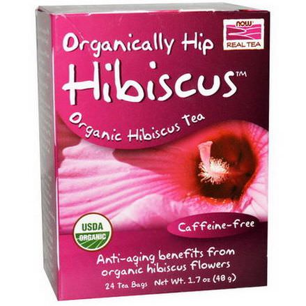 Now Foods, Real Tea, Organically Hip Hibiscus Tea, Caffeine-Free, 24 Tea Bags 48g