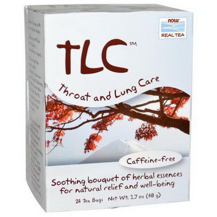 Now Foods, Real Tea, TLC, Throat and Lung Care Tea, Caffeine Free, 24 Tea Bags 48g