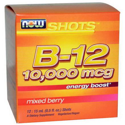 Now Foods, Shots, B-12, Mixed Berry, 10,000mcg, 12 Shots 15ml Each