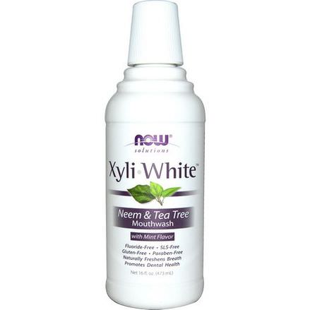 Now Foods, Solutions, Xyli-White, Neem&Tea Tree Mouthwash, with Mint Flavor 473ml