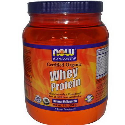 Now Foods, Sports, Organic, Whey Protein, Natural Unflavored 454g