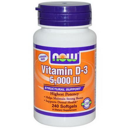 Now Foods, Vitamin D-3, 5,000 IU, 240 Softgels