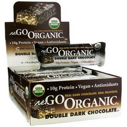NuGo Nutrition, Organic Double Dark Chocolate, 12 Organic Protein Bars 50g Each