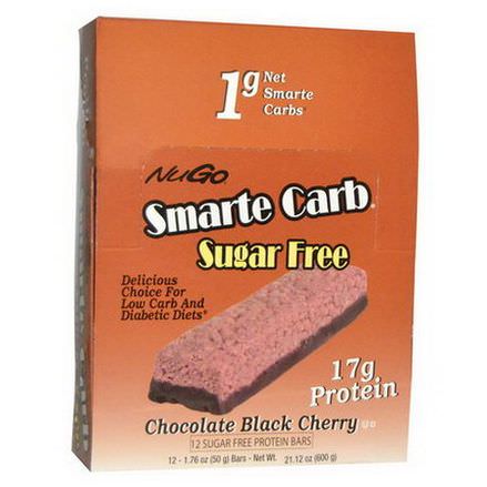 NuGo Nutrition, Smarte Carb, Chocolate Black Cherry, Sugar Free, 12 Bars 50g Each