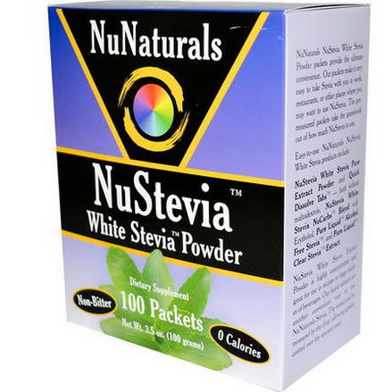 NuNaturals, NuStevia, White Stevia Powder, 100 Packets 100g