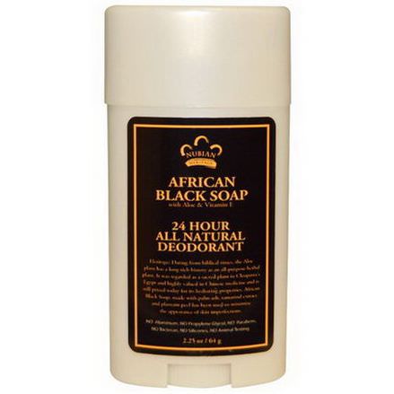 Nubian Heritage, 24 Hour All Natural Deodorant, African Black Soap with Aloe&Vitamin E 64g