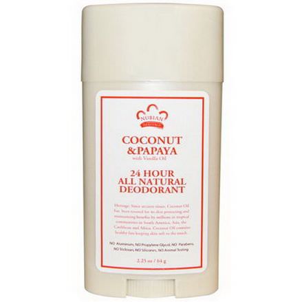 Nubian Heritage, 24 Hour All Natural Deodorant, Coconut&Papaya with Vanilla Oil 64g