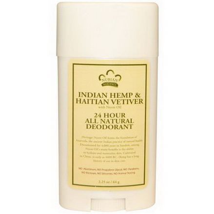 Nubian Heritage, 24 Hour All Natural Deodorant, Indian Hemp&Haitian Vetiver with Neem Oil 64g
