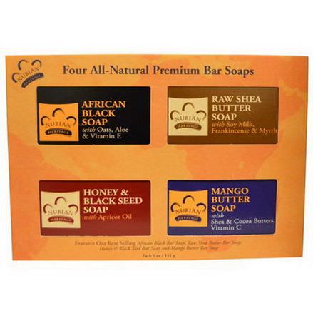Nubian Heritage, All Natural Premium Bar Soaps, 4 Bars 141g Each