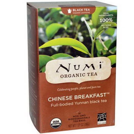 Numi Tea, Organic, Chinese Breakfast, Black Tea, 18 Tea Bags 36g