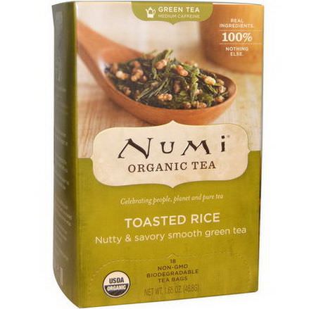 Numi Tea, Organic Green Tea, Toasted Rice, 18 Tea Bags 46.8g Each