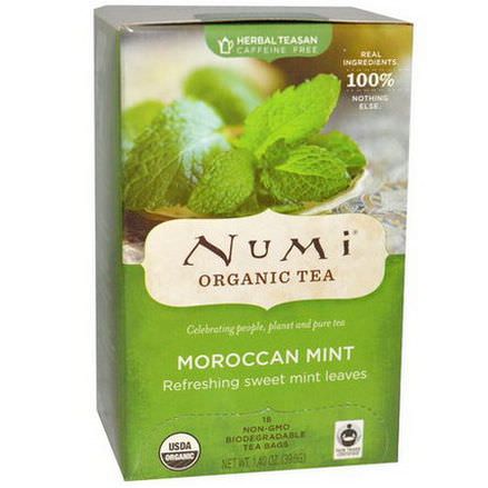 Numi Tea, Organic Herbal Teasan, Caffeine Free, Moroccan Mint, 18 Tea Bags 39.6g