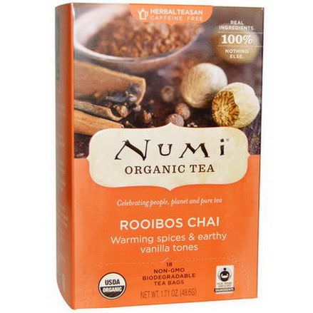 Numi Tea, Organic, Herbal Teasans, Rooibos Chai, Caffeine Free, 18 Tea Bags 48.6g