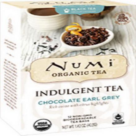 Numi Tea, Organic, Indulgent Tea, Chocolate Earl Grey, 12 Tea Bags 40.2g
