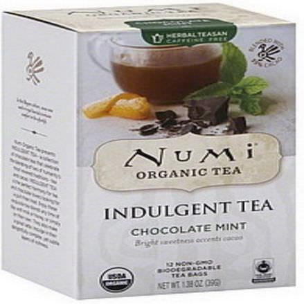 Numi Tea, Organic, Indulgent Tea, Chocolate Mint, 12 Tea Bags 39g