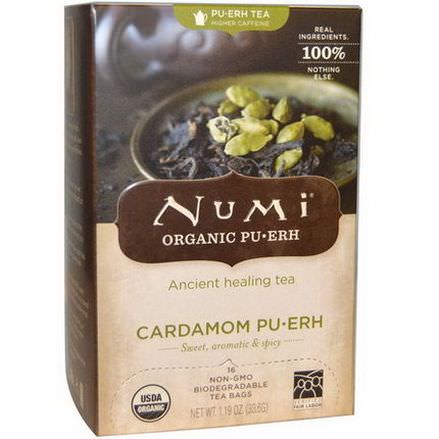 Numi Tea, Organic, Pu-Erh Tea, Cardamom Pu-erh, 16 Tea Bags 33.6g