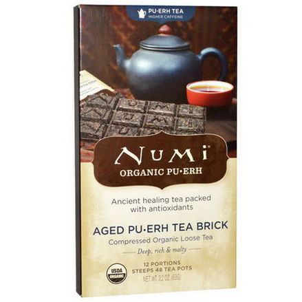 Numi Tea, Organic Pu-erh Tea, Higher Caffeine, Aged Pu-erh Tea Brick 63g