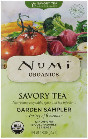 Numi Tea, Savory Tea, Garden Sampler, Variety of 6 Blends, 12 Tea Bags 51.7g