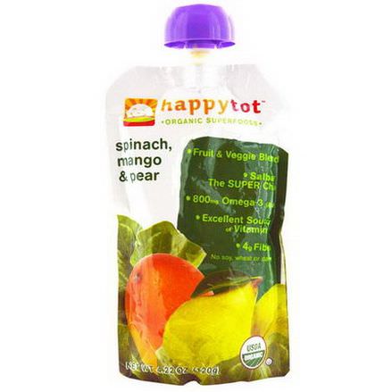 Nurture Inc. Happy Baby, Happytot, Organic SuperFoods, Spinach, Mango&Pear 120g