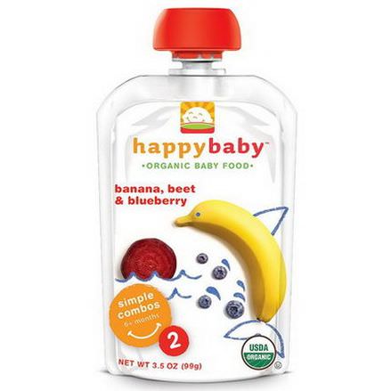 Nurture Inc. Happy Baby, Organic Baby Food, Banana, Beets&Blueberry, Stage 2, 6+ Months 99g