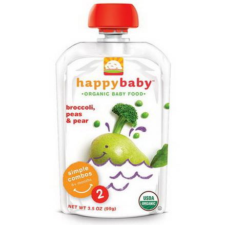 Nurture Inc. Happy Baby, Organic Baby Food, Broccoli, Peas&Pear, Stage 2, 6+ Months 99g