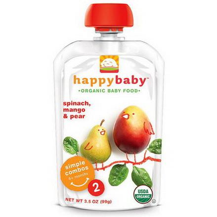 Nurture Inc. Happy Baby, Organic Baby Food, Stage 2, 6+ Months, Spinach, Mango&Pear 99g