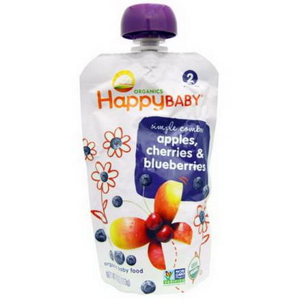 Nurture Inc. Happy Baby, Organic Baby Food, Stage 2, Apples, Cherries&Blueberries, 6+ Months 113g