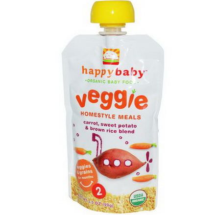 Nurture Inc. Happy Baby, Organic Baby Food, Veggie Homestyle Meals, Carrot, Sweet Potato&Brown Rice Blend 99g