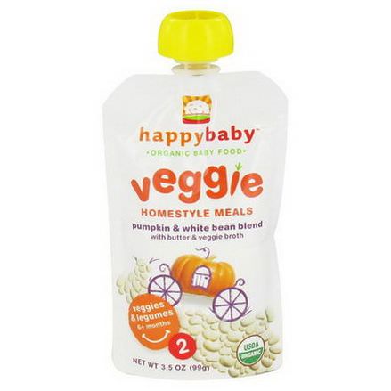 Nurture Inc. Happy Baby, Organic Baby Food, Veggie Homestyle Meals, Stage 2, Pumpkin&White Bean Blend with Butter&Veggie Broth 99g