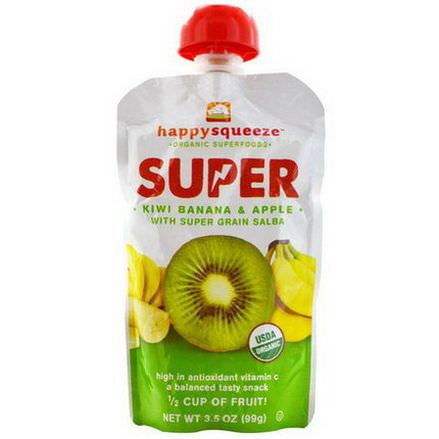 Nurture Inc. Happy Baby, happysqueeze, Organic Superfoods, Super, Kiwi, Banana&Apple with Super Grain Salba 99g