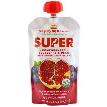 Nurture Inc. Happy Baby, happysqueeze, Organic Superfoods, Super, Pomegranate, Blueberry&Pear with Super Grain Salba 99g
