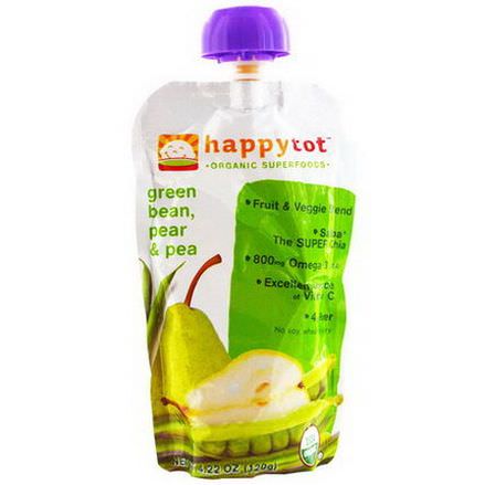 Nurture Inc. Happy Baby, happytot, Organic Superfoods, Green Bean, Pear and Pea 120g