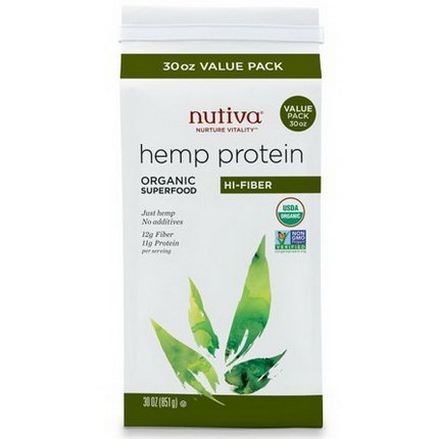 Nutiva, Organic Hemp Protein, Hi-Fiber 851g