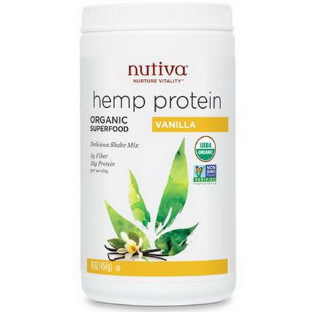 Nutiva, Organic Hemp Protein, Vanilla 454g