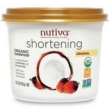 Nutiva, Organic Shortening, Original, Red Palm and Coconut Oils 425g