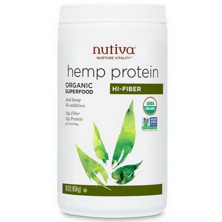 Nutiva, Organic Superfood, Hemp Protein, Hi-Fiber 454g