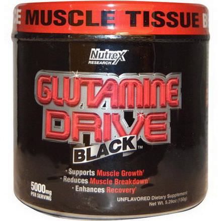 Nutrex Research Labs, Glutamine Drive, Black, Unflavored, 5000mg 150g