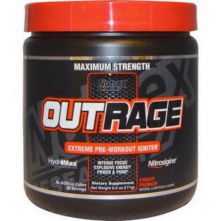 Nutrex Research Labs, Outrage, Extreme Pre-Workout Igniter, Fruit Punch 171g