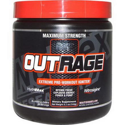 Nutrex Research Labs, Outrage, Extreme Pre-Workout Igniter, Watermelon 144g