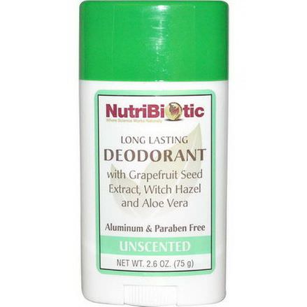 NutriBiotic, Long Lasting Deodorant Stick, Unscented 75g