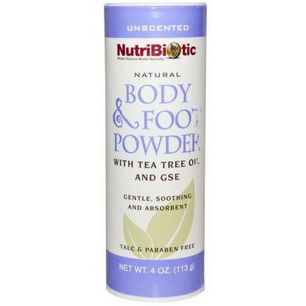 NutriBiotic, Natural Body&Foot Powder, Unscented 113g