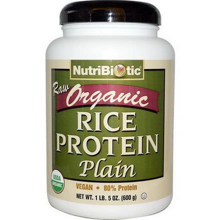 NutriBiotic, Raw Organic Rice Protein, Plain 600g