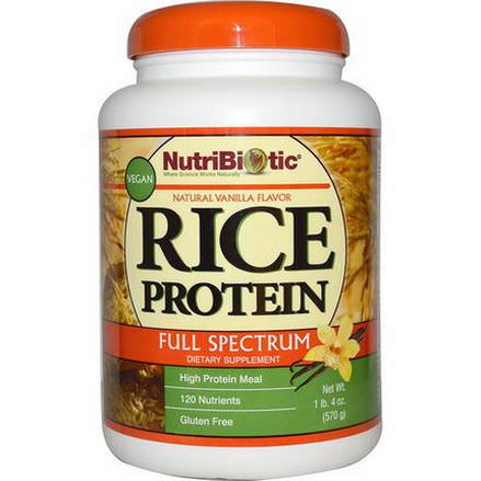 NutriBiotic, Vegan Rice Protein, Full Spectrum, Natural Vanilla Flavor 570g
