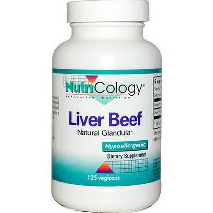 Nutricology, Liver Beef, Natural Glandular, 125 Veggie Caps