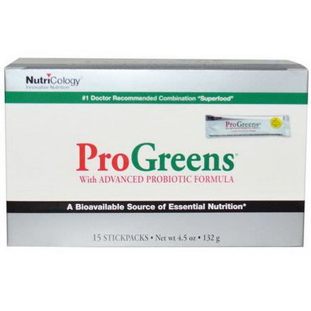 Nutricology, ProGreens, With Advanced Probiotic Formula, 15 Stickpacks 132g