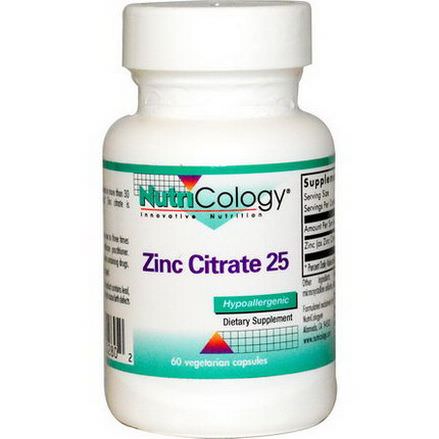 Nutricology, Zinc Citrate 25, 60 Veggie Caps