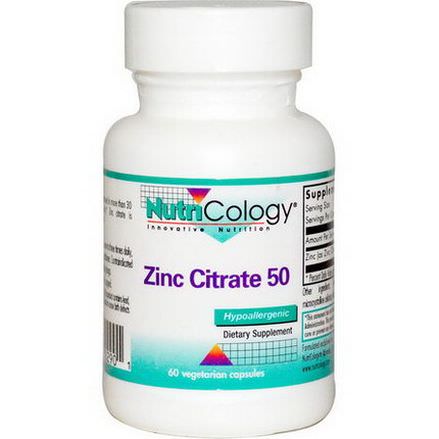 Nutricology, Zinc Citrate 50, 60 Veggie Caps
