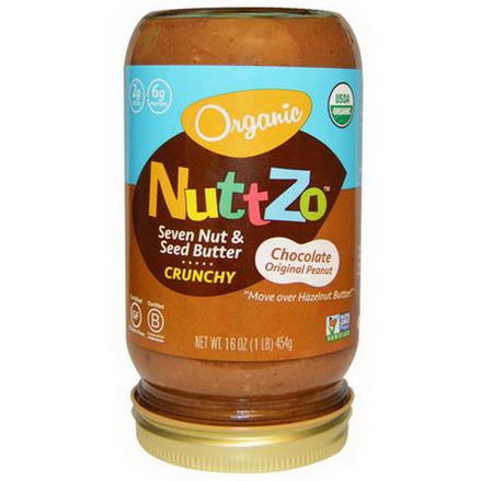 Nuttzo, Organic Crunchy Seven Nut&Seed Butter, Chocolate Original Peanut 454g