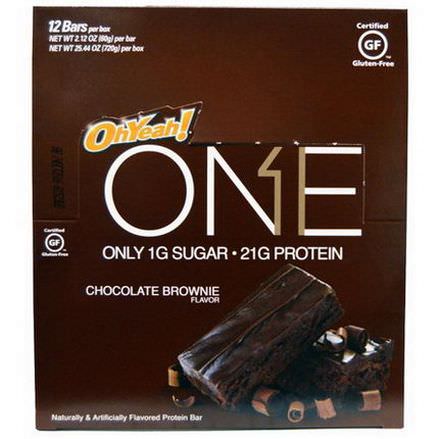Oh Yeah, One, Chocolate Brownie Flavor, 12 Bars 60g Each