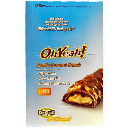 Oh Yeah, Protein Bars, Cookie Caramel Crunch, 12 Bars 45g Per Bar